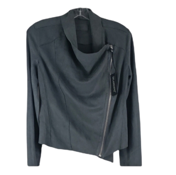 NWT Blank NYC Gray Faux Suede Drape Front Moto XS‎ - Picture 6 of 10